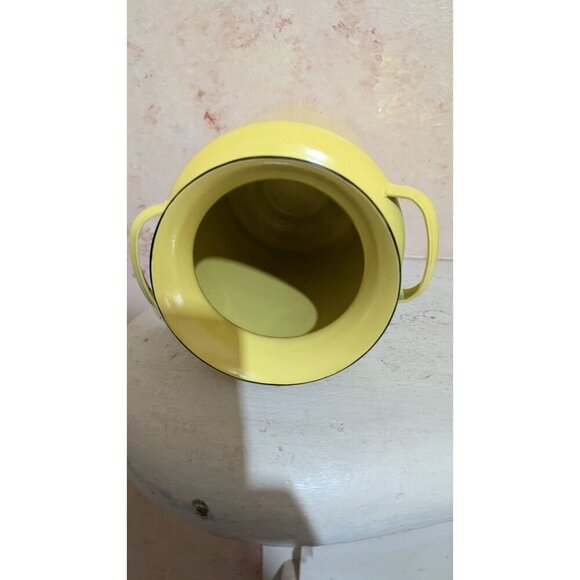 Milk Can Yellow Enamel Vase With Handles Farmhouse rustic cottage  country  8" - Picture 6 of 7